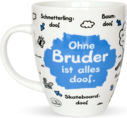 Sheepworld Tasse Ohne Bruder ist alles doof | Porzellan, 45 cl | Tasse für Kaffee und Tee, Tasse mit Spruch | 45140 von Sheepworld