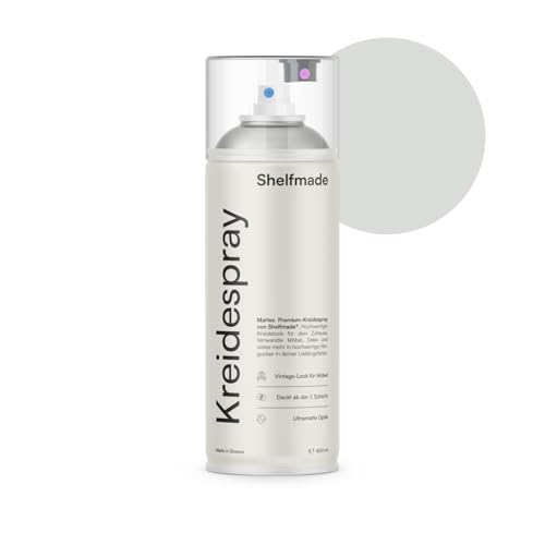shelfmade Kreidefarbe grau - hochwertiges Sprühfarbe grau - matte chalk Sprayfarben - deckendes Chalk Spray (Dove - Hellgrau) von shelfmade