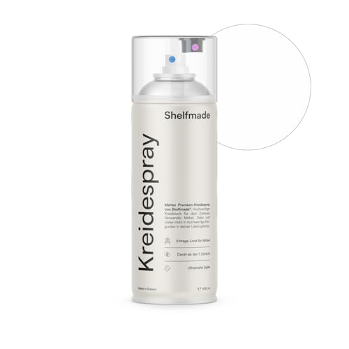 shelfmade Kreidespray weiß - hochwertiges Kreidefarbe Spray - Sprühfarbe weiß - matte chalk Sprayfarben - deckendes Chalk Spray (Snow - Reinweiß) von shelfmade