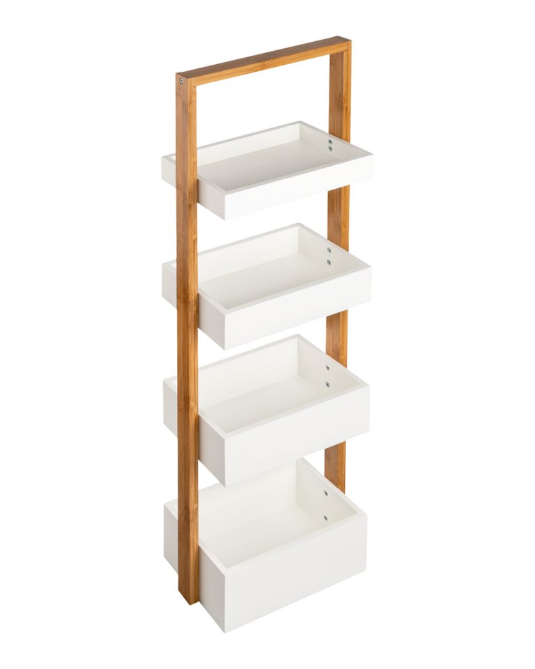shelfmade Küchenregal Schmales Badregal Standregal Küchenregal mit 4 weißen Bambus Ebenen von shelfmade