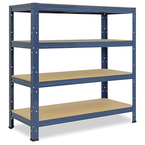 shelfplaza® 100x40x30cm Home Schwerlastregal blau/Metallregal mit 4 Böden/Kellerregal Metall, Garagenregal, Werkstattregal oder Regal Lagerregal/Steckregal Metall mit 175kg Tragkraft von shelfplaza