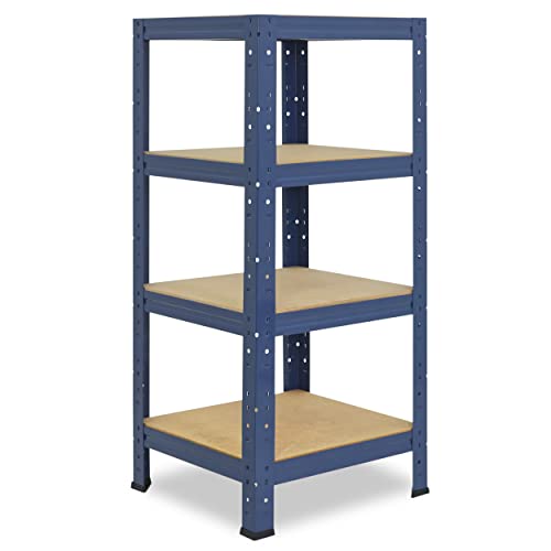 shelfplaza® 100x45x45cm Home Schwerlastregal blau/Metallregal mit 4 Böden/Kellerregal Metall, Garagenregal, Werkstattregal oder Regal Lagerregal/Steckregal Metall mit 175kg Tragkraft von shelfplaza