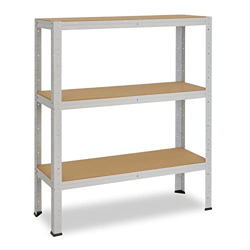 shelfplaza® 100x75x60cm OFFICE Lagerregal Büro Schwerlastregal lichtgrau/Metall Regal Büro mit 3 Böden/Kellerregal, Werkstattregal/Steckregal Metall 175kg Traglast/Büro Regal für Ordner von shelfplaza