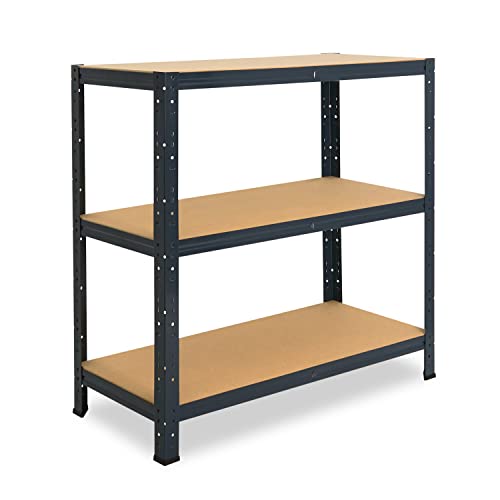 shelfplaza® 100x90x45cm HOME Schwerlastregal anthrazit/Metallregal mit 3 Böden/Kellerregal Metall, Garagenregal, Werkstattregal oder Regal Lagerregal/Steckregal Metall mit 175kg Tragkraft von shelfplaza