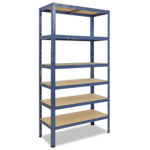 shelfplaza® 180x110x40cm Home Schwerlastregal blau/Metallregal mit 6 Böden/Kellerregal Metall, Garagenregal, Werkstattregal oder Regal Lagerregal/Steckregal Metall mit 145kg Tragkraft von shelfplaza