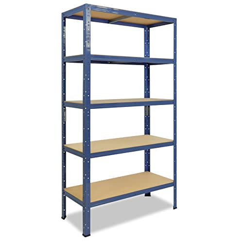 shelfplaza® 180x23x45cm Home Schwerlastregal blau/Metallregal mit 5 Böden/Kellerregal Metall, Garagenregal, Werkstattregal oder Regal Lagerregal/Steckregal Metall mit 175kg Tragkraft von shelfplaza