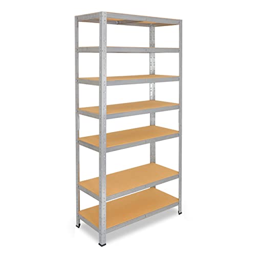 shelfplaza® 180x40x23cm HOME Schwerlastregal verzinkt/Metallregal mit 7 Böden/Kellerregal Metall, Garagenregal, Werkstattregal oder Regal Lagerregal/Steckregal Metall mit 125kg Tragkraft von shelfplaza