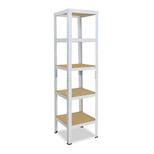 shelfplaza® 180x60x60cm Home Schwerlastregal weiß/Metallregal mit 5 Böden/Kellerregal Metall, Garagenregal, Werkstattregal oder Regal Lagerregal/Steckregal Metall mit 175kg Tragkraft von shelfplaza