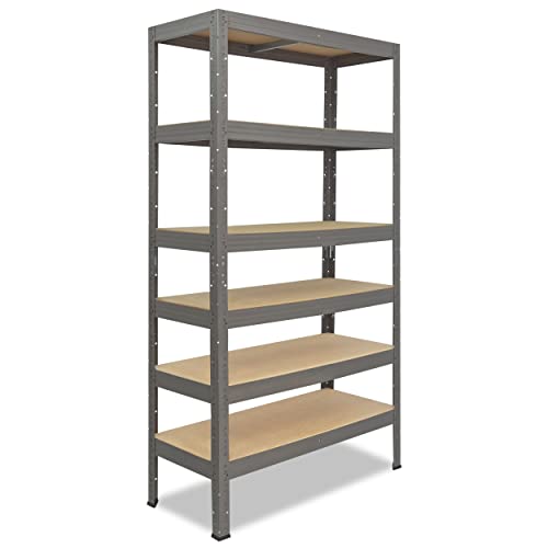 shelfplaza® 200x110x40cm Profi Schwerlastregal grau/Metallregal mit 6 Böden à 166kg Tragkraft/Kellerregal Metall, Garagenregal, Werkstattregal oder Regal Lagerregal/Steckregal Metall von shelfplaza