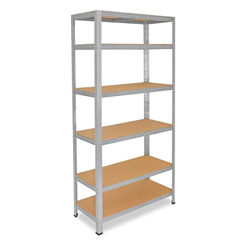 shelfplaza® 200x130x40cm Home Schwerlastregal verzinkt/Metallregal mit 6 Böden/Kellerregal Metall, Garagenregal, Werkstattregal oder Regal Lagerregal/Steckregal Metall mit 125kg Tragkraft von shelfplaza