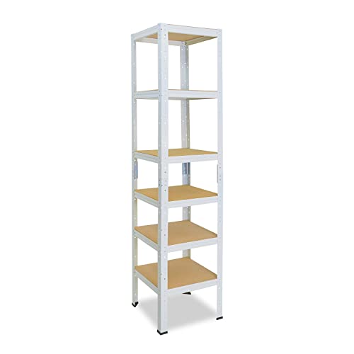 shelfplaza® 200x50x50cm HOME Schwerlastregal weiß/Metallregal mit 6 Böden/Kellerregal Metall, Garagenregal, Werkstattregal oder Regal Lagerregal/Steckregal Metall mit 145kg Tragkraft von shelfplaza
