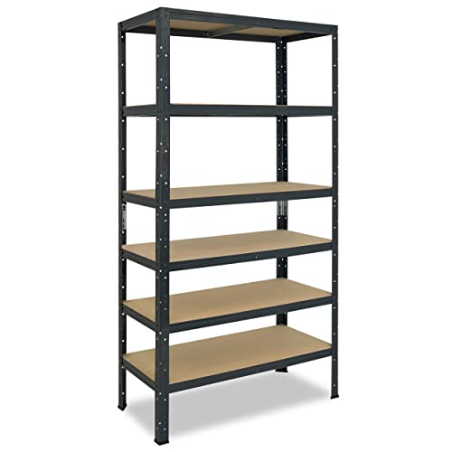 shelfplaza® 200x60x50cm Home Schwerlastregal anthrazit/Metallregal mit 6 Böden/Kellerregal Metall, Garagenregal, Werkstattregal oder Regal Lagerregal/Steckregal Metall mit 145kg Tragkraft von shelfplaza