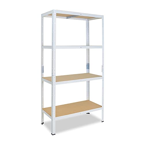 shelfplaza® 200x75x60cm Home Schwerlastregal weiß/Metallregal mit 4 Böden/Kellerregal Metall, Garagenregal, Werkstattregal oder Regal Lagerregal/Steckregal Metall mit 175kg Tragkraft von shelfplaza