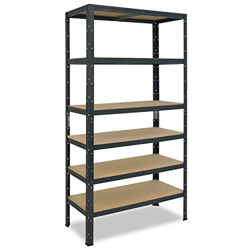 shelfplaza® 200x80x30cm HOME Schwerlastregal anthrazit/Metallregal mit 6 Böden/Kellerregal Metall, Garagenregal, Werkstattregal oder Regal Lagerregal/Steckregal Metall mit 145kg Tragkraft von shelfplaza