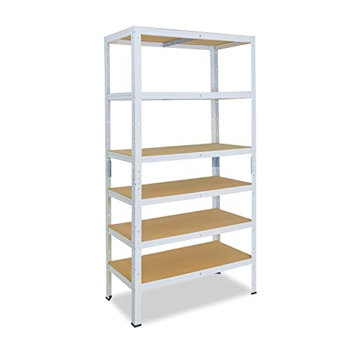 shelfplaza® 200x80x30cm HOME Schwerlastregal weiß/Metallregal mit 6 Böden/Kellerregal Metall, Garagenregal, Werkstattregal oder Regal Lagerregal/Steckregal Metall mit 145kg Tragkraft von shelfplaza