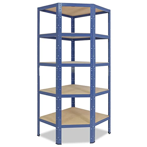 shelfplaza® 200x80x50cm HOME Eckregal Schwerlast 5 Böden je 175kg Tragkraft/Corner Shelf Schwerlastregal Eckregal Steckregal Metall Modern von shelfplaza