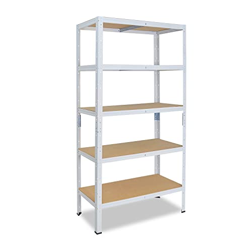 shelfplaza® 230x50x30cm Home Schwerlastregal weiß/Metallregal mit 5 Böden/Kellerregal Metall, Garagenregal, Werkstattregal oder Regal Lagerregal/Steckregal Metall mit 175kg Tragkraft von shelfplaza