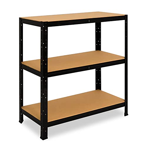 shelfplaza® 90x75x30cm BLACK Schwerlastregal schwarz/Metallregal schwarz 3 Böden à 175kg Tragkraft/Lagerregal schwarz Regal Keller Haushaltsregal schwarz/Metall Regal schwarz Metall stehend von shelfplaza