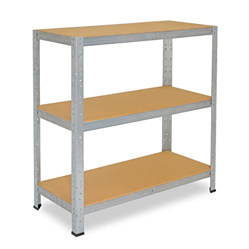 shelfplaza® 90x80x45cm HOME Schwerlastregal verzinkt/Metallregal mit 3 Böden/Kellerregal Metall, Garagenregal, Werkstattregal oder Regal Lagerregal/Steckregal Metall mit 175kg Tragkraft von shelfplaza