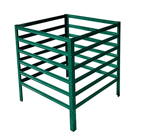 shelfplaza® HOME Komposter Metall 100x60x60 cm/Komposter 360 Liter/Komposter Stecksystem als Garten Komposter Metall garten grün als Kompostierer für Garten Komposthaufen Metall/Kompost von shelfplaza
