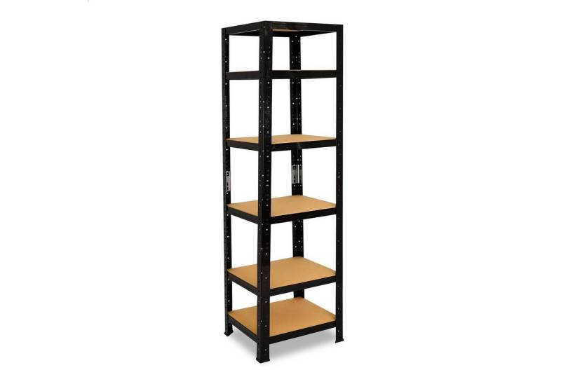 shelfplaza Schwerlastregal BLACK, 200x45x45cm, Metallregal schwarz mit 6 Böden je 145kg Tragkraft, Steckregal als Lagerregal, Büroregal & Lastenregal, Regal Metall schwarz von shelfplaza