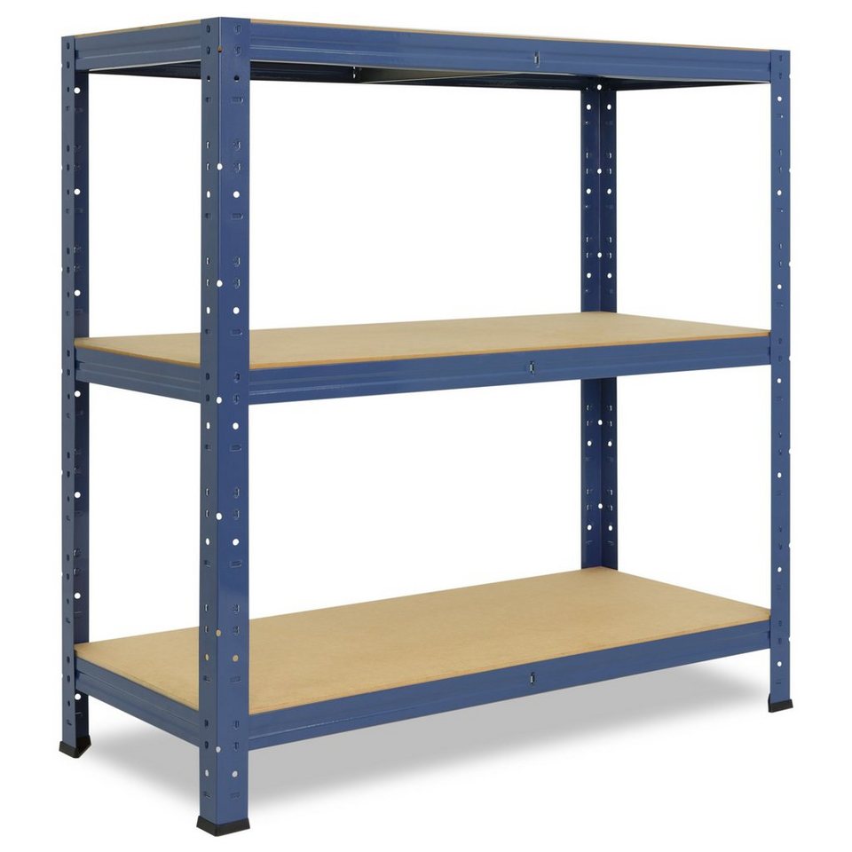 shelfplaza Schwerlastregal HOME, 100x30x40cm blau, Metallregal mit 3 Böden, als Kellerregal, Garagenregal, Werkstattregal oder Lagerregal, Steckregal Metall mit 175kg Tragkraft von shelfplaza