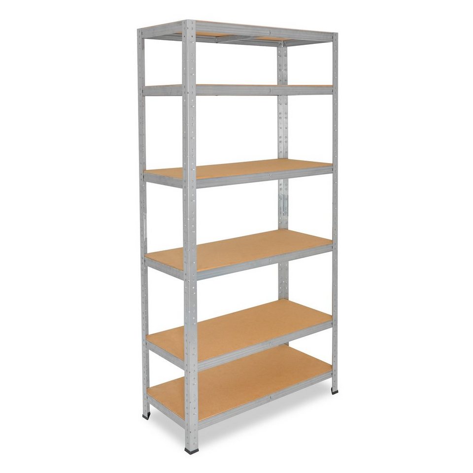 shelfplaza Schwerlastregal HOME, 180x50x23cm verzinkt, Metallregal mit 6 Böden, als Kellerregal, Garagenregal, Werkstattregal oder Lagerregal, Steckregal Metall mit 145kg Tragkraft von shelfplaza