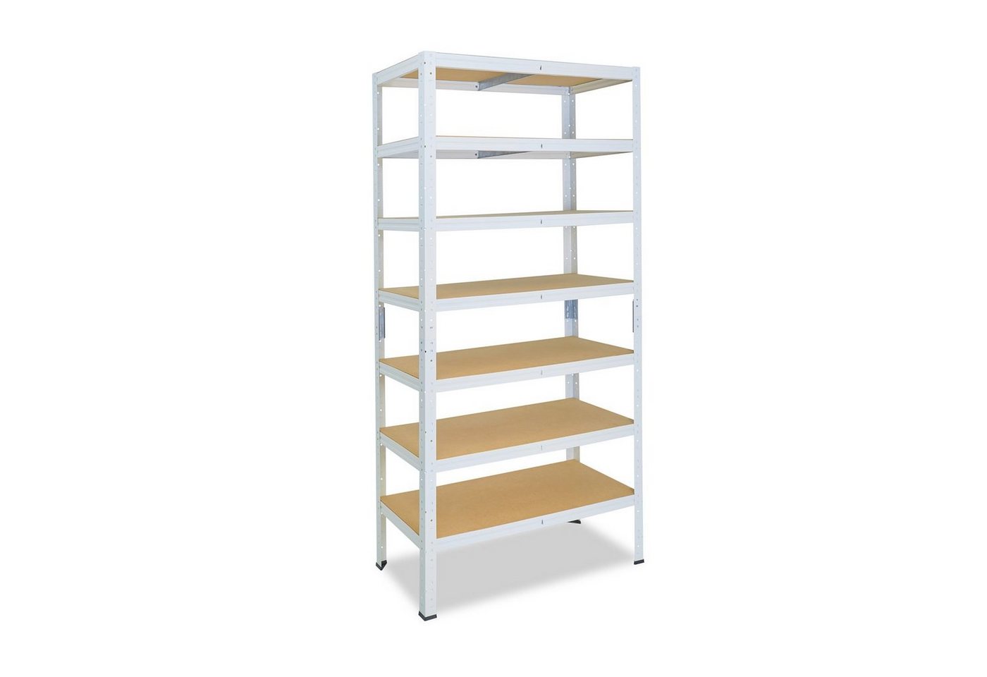 shelfplaza Schwerlastregal HOME, 200x110x60cm weiß, Metallregal mit 7 Böden, als Kellerregal, Garagenregal, Werkstattregal oder Lagerregal, Steckregal Metall mit 125kg Tragkraft von shelfplaza