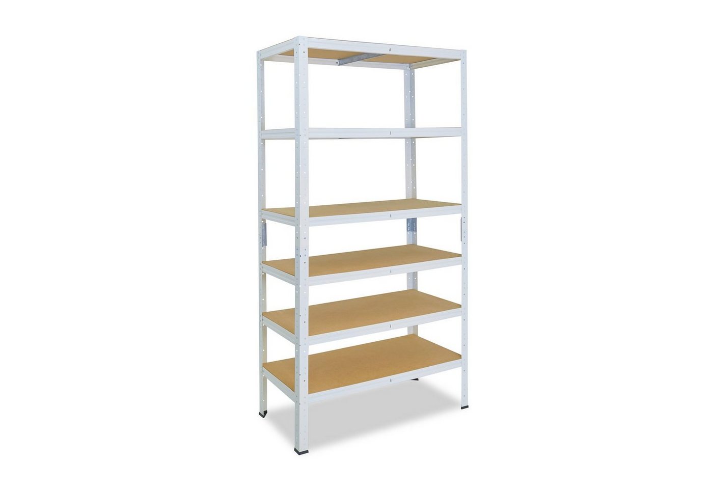 shelfplaza Schwerlastregal HOME, 200x120x50cm weiß, Metallregal mit 6 Böden, als Kellerregal, Garagenregal, Werkstattregal oder Lagerregal, Steckregal Metall mit 145kg Tragkraft von shelfplaza