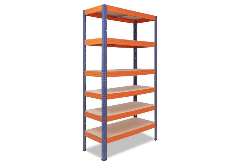 shelfplaza Schwerlastregal PROFI, 180x100x60cm blau-orange, Metallregal 6 Böden mit je 166kg Tragkraft, als Kellerregal, Garagenregal, Werkstattregal & Regal Lagerregal, Steckregal Metall Regale von shelfplaza