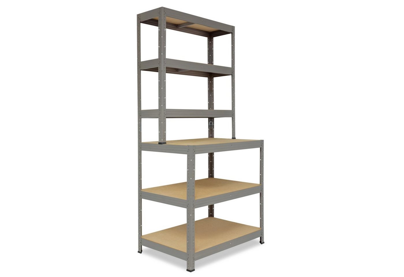 shelfplaza Schwerlastregal PROFI, 190x90x60cm als Werkbank Regal Schwerlast in grau mit 166kg Tragkraft, Schwerlast Steckregal mit 6 Böden, Schwerlastregal Metall Regalsystem als Garagenregal, Kellerregal, Werkstatt Regal von shelfplaza