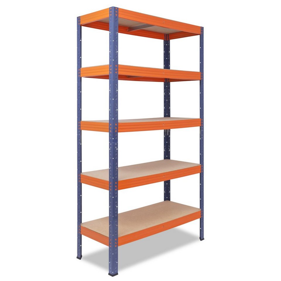 shelfplaza Schwerlastregal PROFI, 200x120x60cm blau-orange, Metallregal 5 Böden mit je 200kg Tragkraft, als Kellerregal, Garagenregal, Werkstattregal & Regal Lagerregal, Steckregal Metall Regale von shelfplaza