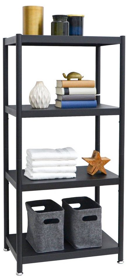 shelfr Regal Industrial Design Metallregal 61x41x130 cm Schwarz, Standregal mit 4 Ebenen von shelfr