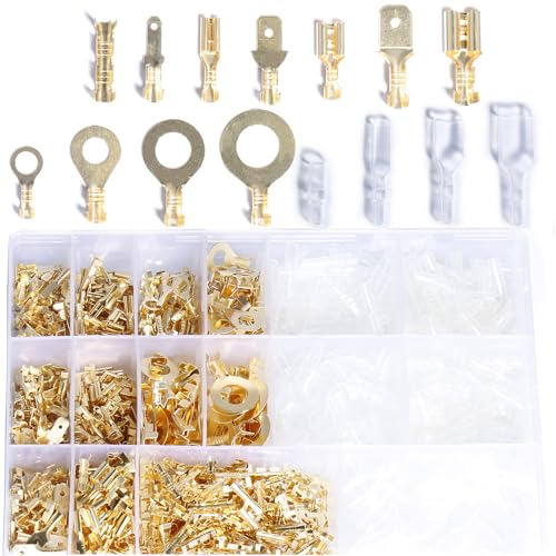 Shengbowi Elektrische Draht Crimp Klemmen Weibliche männliche Spaten isolierte Verbindungsstücke Ring Lugs O-Typ nicht isolierte Sortiment Kit Stecker Crimpen 2.8/4.8/6.3mm schnelle Spleiße von shengbowi