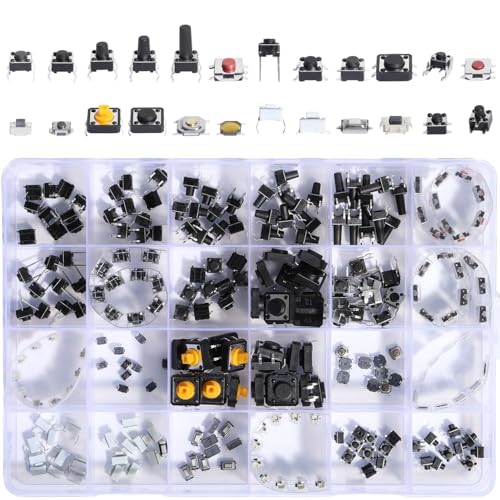 Shengbowi taktiler drucktastenschalter micro taster microschalter Taktile Push Button Switch Mikroschalter Sortiment Kit Vielfältige Auswahl für Auto Fernbedienung Mit Kunststoffbox Handhabungshilfe von shengbowi