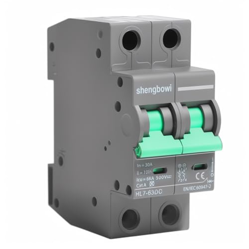 shengbowi DC-Leitungsschutzschalter DC Trennschalter 2P 500V 32A für Photovoltaik-Systeme Thermisch-Magnetische Auslösung 35 mm DIN-Schienenmontage PV Solaranlage von shengbowi