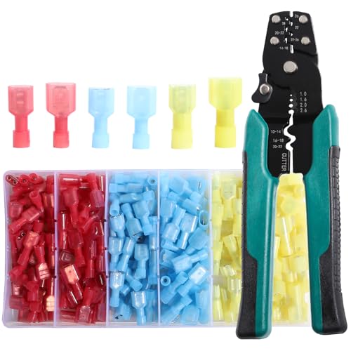shengbowi Elektrische Steckverbinder Isolierte Kabelschuhe Set Quetschverbinde flachstecker stoßverbinder Sortiment Set (AWG Rot 22-16 Blau 16-14 Gelb12-10) von shengbowi