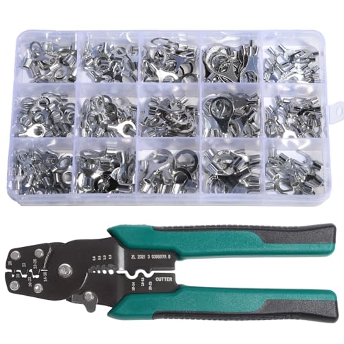 shengbowi Nicht isolierte Ringverbinder Crimper Kit Elektrisches Crimpwerkzeug AWG 22-16 16-14 12-10 Kupfer Gabel Crimp Anschlüsse Kabel Verzinnte Drahtschuhe von shengbowi