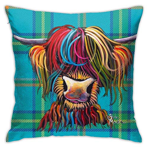 shenguang Scottish Highland Cow ' Tartan Nelly B ' by Shirley MacArthur Kissen werfen, Kissenbezüge, Floor Kissenbezüge, Sofas, Kissenbezüge, Autokissen Backrest Covers von shenguang