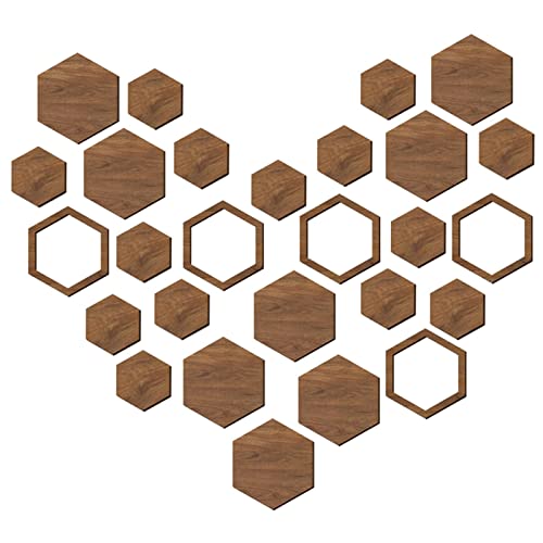 Shenrongtong Hexagon Holz Wandkunst | 27-teiliges Holz-Sechseck-Dekorationsset - Sechseckige Holzwandkunst für Zuhause, Wohnzimmer, Schlafzimmer, Dekoration, DIY-Handwerk und Heimdekoration von Shenrongtong