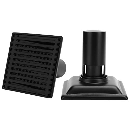 Bodenablauf mit Abnehmbarem Abdeckgitter, Quadratischer Duschablauf, 10 X 10 cm, Schwarz von shenruifa