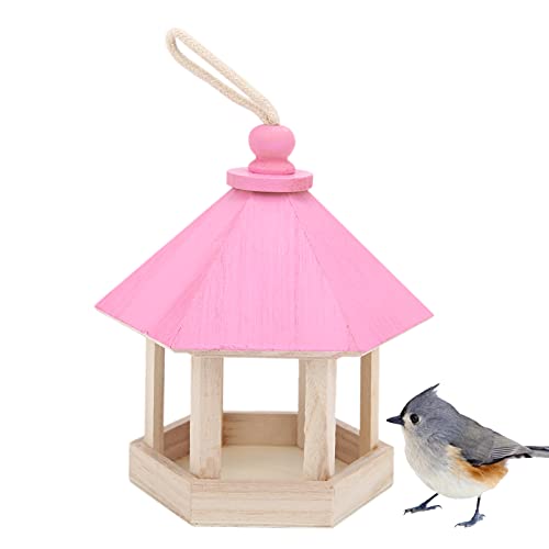 Shenruifa Vogelhäuschen aus Holz, Handgefertigt, Zum Aufhängen Im Freien, für Papageien, Vogelhaus, Futterhäuschen mit Dach (Rosa) von shenruifa