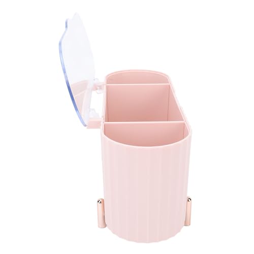 shenruifa Qtip -Halter -Spender mit Klarem Deckel 3 Fächer Badezimmerkanister Multifunktionaler Baumwollkugel Organizer für Baumwollpolsterabstrich Runden Rosa von shenruifa