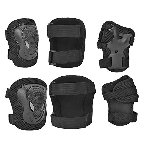shenruifa Verdickte Rollschuh -Skate -Schutzgetriebe Set Knieschalter Ellbogenpolster Handschuhe für Erwachsene (Schwarz) von shenruifa