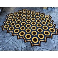 Sommer Sonnenblumen Afghan Gehäkelte Tagesdecke - Frisch Hergestellt Nach Dem Verkauf von sherryann325