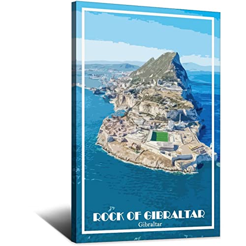 Metall-Blechschild England Gibraltar Rock of Gibraltar Vintage Reise Blechschild Rustikale Dekoration Höhle Café Bar Schlafzimmer Zuhause Wanddekoration Blechschild 30 x 43 cm von shgwehh