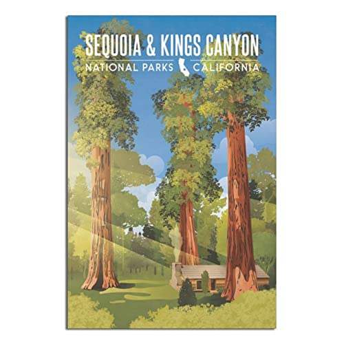 Metall-Blechschild Sequoia National Park Vintage Reise Blechschild rustikale Dekoration Höhle Café Bar Schlafzimmer Zuhause Wanddekoration Blechschild 30 x 43 cm von shgwehh