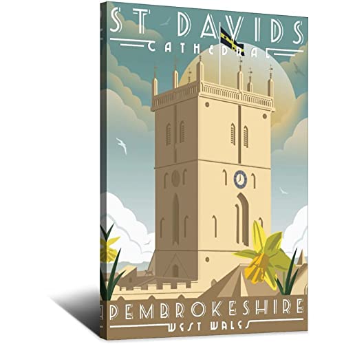 Metall-Blechschild Wales St. Davids Kathedrale Vintage Reise Blechschild rustikale Dekoration Höhle Café Bar Schlafzimmer Zuhause Wanddekoration Blechschild 20 x 30 cm von shgwehh