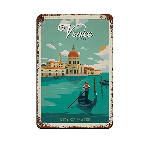 shgwehh Vintage Schild Metallschilder Venedig Italien Stadt des Wassers Reise Blechschilder Wanddekoration für Café Bar Pub Zuhause 30 x 40 cm von shgwehh