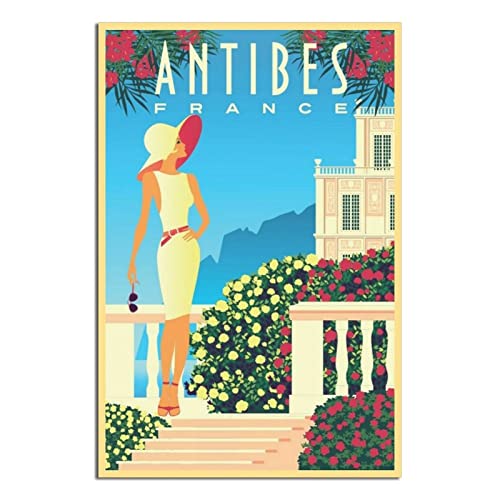 shgwehh Metall-Blechschild France Antibes Fashion Lady Vintage Reise Blechschild Rustikale Dekoration Höhle Café Bar Schlafzimmer Zuhause Wanddekoration Blechschild 30 x 43 cm von shgwehh